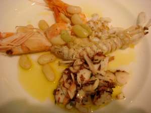 Shrimp, octopus, white fish and sole.